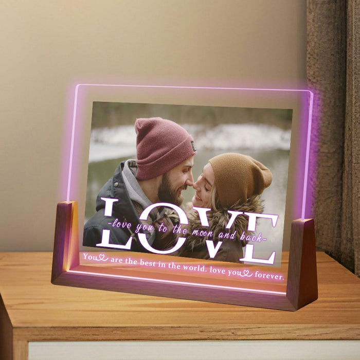 JXJRJ 6x8 Acrylic Heart LED Photo Frame Rustic Style Color 3 by Deal US