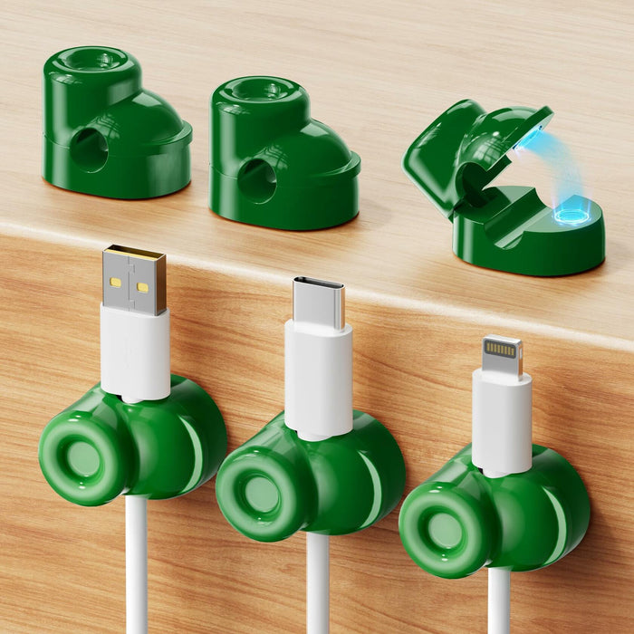 gliship 6 Pack Magnetic Cable Clips Adjustable Cord Holder Green by Deal US