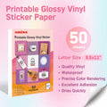 Hartwii Glossy Vinyl Sticker Paper 8.5x11in Letter Size 50 Sheets by Deal US