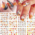YEFIUO Fall Winter Maple Leaf Pumpkin Nail Art Stickers Water Transfer 12 in 1 by Deal US