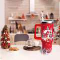aiwkjdns 40oz Stainless Steel Merry Christmas Tumbler Handle Straw Red Snowman by Deal US
