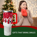 aiwkjdns 40oz Stainless Steel Merry Christmas Tumbler Handle Straw Red Snowman by Deal US