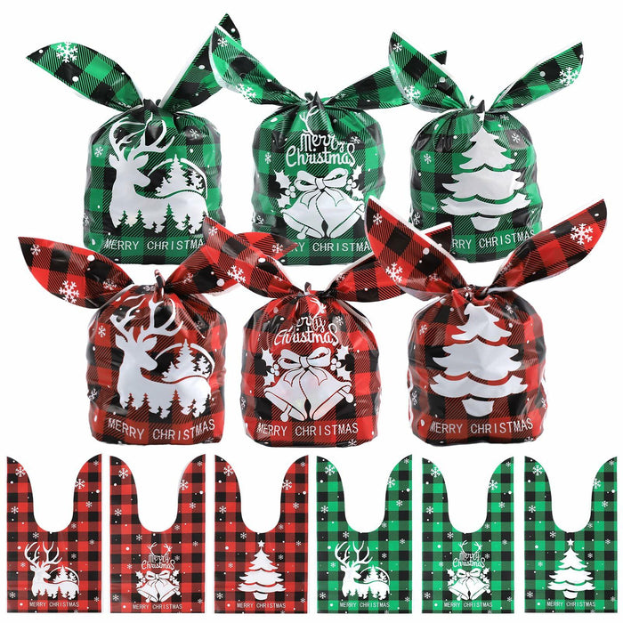 YimeBand 100Pcs Christmas Goodies Gift Bags 6 Styles Small Plastic by Deal US