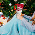 aiwkjdns 40oz Stainless Steel Merry Christmas Tumbler Handle Straw Red Snowman by Deal US