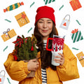 aiwkjdns 40oz Stainless Steel Merry Christmas Tumbler Handle Straw Red Snowman by Deal US