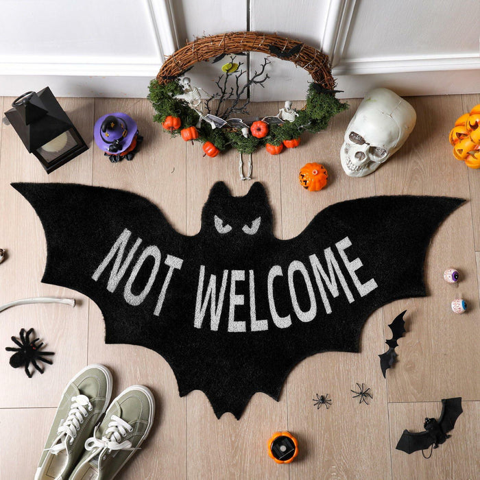Drydiet Halloween Unwelcome Bat Door Mat 20x40 Large Black Coco Coir by Deal US