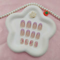 YOJIATOP Summer Press On Nails Short Oval Flower Design Purple Nude 24Pcs by Deal US