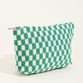 GUTGNK 2-Pack Large Checkered Knitted Makeup Bags Cosmetic Pouch Green White by Deal US