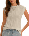 lazvmu Womens Short Sleeve Crewneck Knit Tee Apricot Size M by Deal US
