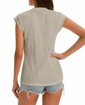 lazvmu Womens Short Sleeve Crewneck Knit Tee Apricot Size M by Deal US