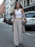 NIMIN Women's Wide Leg Sweatpants High Waisted Baggy Pockets Light Grey XL by Deal US
