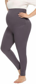 TOUCH LOOM Maternity Leggings High Waist Full Length Pants 2Gray Size XXL by Deal US