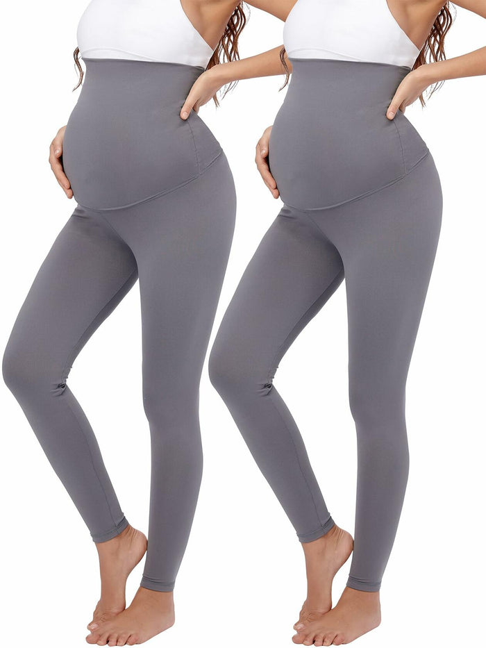 TOUCH LOOM Maternity Leggings High Waist Full Length Pants 2Gray Size XXL by Deal US