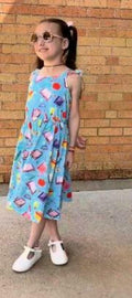 ALLIFly Girls Tie Back Sundress Back to School Blue Size 6 by Deal US