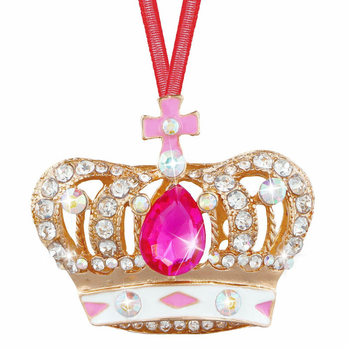 GROWTHMAGIC Pink Metal Crown Christmas Ornaments with Rhinestones Xmas Decor by Deal US