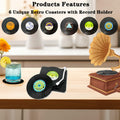 Sufcnire Retro Record Coasters with Vinyl Player Holder Set of 6 M2 Series by Deal US