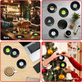 Sufcnire Retro Record Coasters with Vinyl Player Holder Set of 6 M2 Series by Deal US