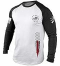 H HYFOL Men's 1776 Independence Day USA Flag Long Sleeve Tee White Size 4XL by Deal US