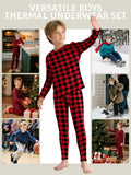 VZV Boys Thermal Underwear Set Fleece Lined Base Layers Red Black Size M by Deal US