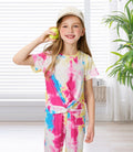 Hvididan Girls Tie Dye Twist Front Top & Sweatpants Set Rose Red Size 9-10Y by Deal US