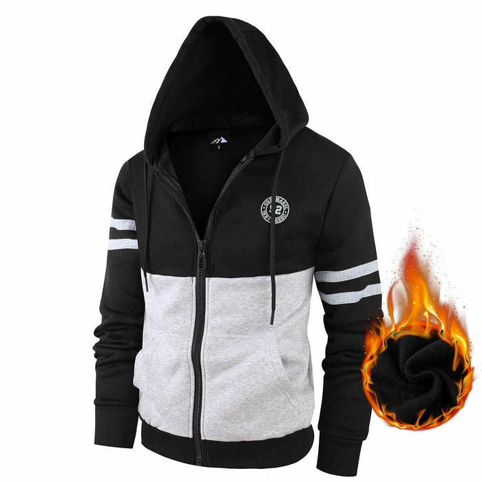 OHSNMAKSL Men's Full Zip Fleece Hoodie Jacket Black/Gray Size XL by Deal US