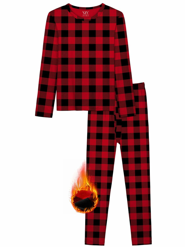 VZV Boys Thermal Underwear Set Fleece Lined Base Layers Red Black Size M by Deal US