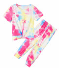 Hvididan Girls Tie Dye Twist Front Top & Sweatpants Set Rose Red Size 9-10Y by Deal US