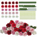 EIGHTOWN DIY Artificial Flowers Indoor 25 Pieces Red Pink Soap Material by Deal US