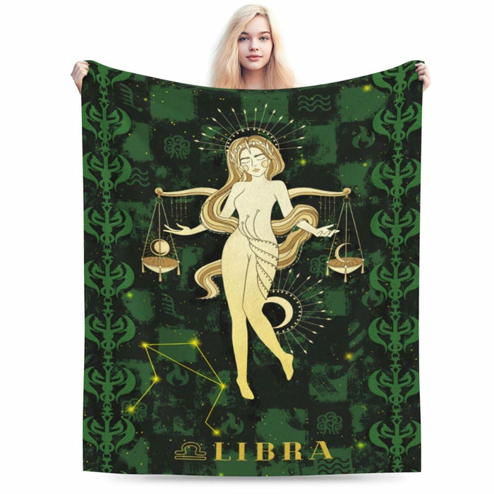 Aswuihz Libra Constellation Flannel Throw Blanket 60x50 Fuzzy Cozy by Deal US