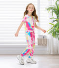 Hvididan Girls Tie Dye Twist Front Top & Sweatpants Set Rose Red Size 9-10Y by Deal US