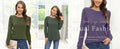 NILOUFO Women Long Sleeve Casual Dressy Tops Tunics Green Size XX-Large by Deal US
