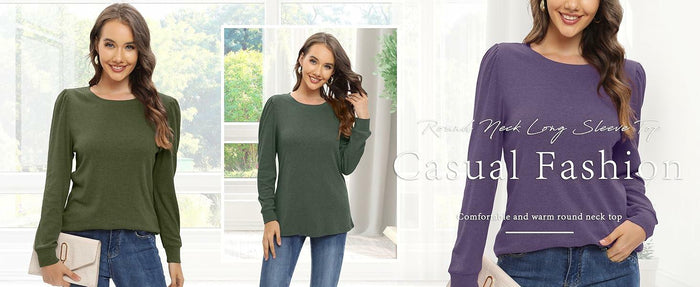 NILOUFO Women Long Sleeve Casual Dressy Tops Tunics Green Size XX-Large by Deal US