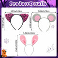 Hoteam 3 Pcs Halloween Ear Headbands Pink Leopard Bunny Mouse Colorful by Deal US