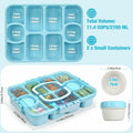 Caperci Snackle Box Large 10-Compartment Tray with Lid Handle Blue by Deal US