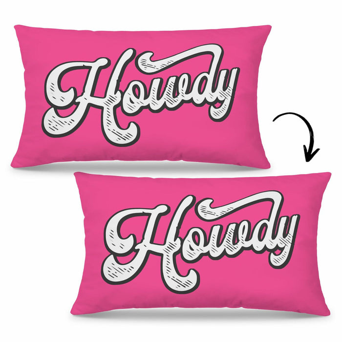 Mingnei Pink Howdy Flannel Throw Pillow Cover 12x20 Couch Cushion by Deal US