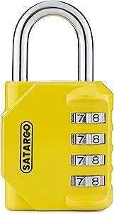 Satargo 4 Digit Combination Lock Cut Resistant Gym Padlock Yellow 2 Pack by Deal US