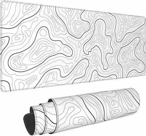 Topographic Gaming Mouse Pad Large Extended White Desk Mat 31.5x11.8 by Deal US