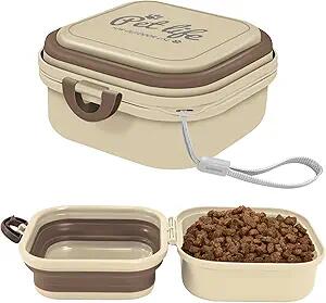 Collapsible Dog Bowl w/ Lid Travel Food Water Bowl 2-in-1 Portable 60oz by Deal US