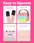VERKB Kids Karaoke Machine Bluetooth Speaker 2 Wireless Mics Pink by Deal US