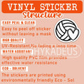 HYKADEUS Volleyball Stickers Waterproof Vinyl Decals 3"x2.7" 3PCS Heart Design by Deal US