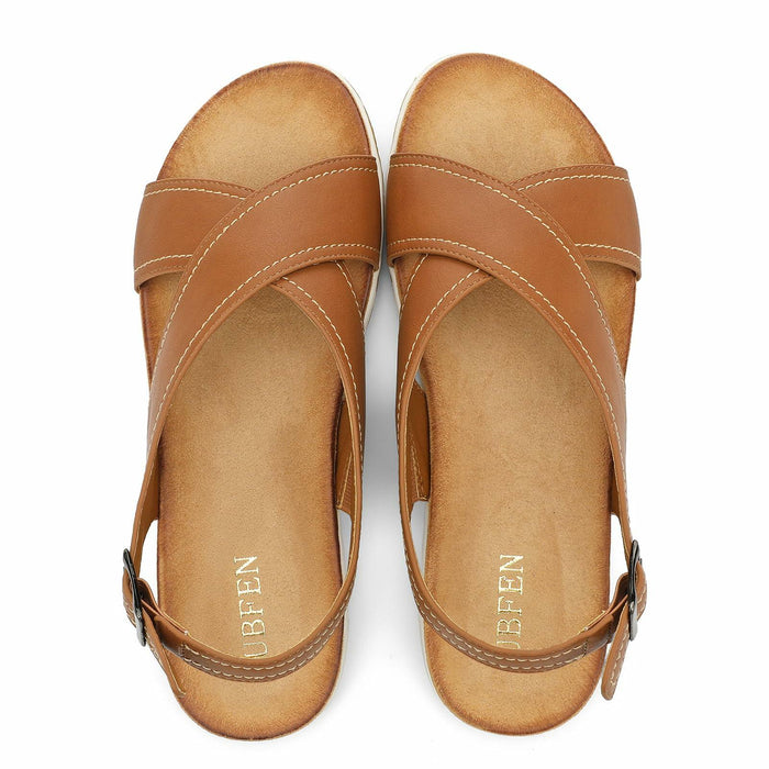 UBFEN Womens Flat Sandals Arch Support Adjustable Slingback Brown Size EUR 37 by Deal US