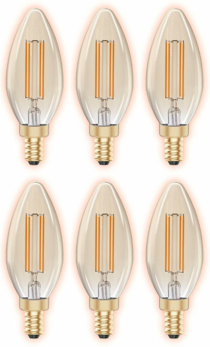 GoodBulb 5W E12 Clear Golden LED Chandelier Bulbs 2200K 300LM 6 Pack by Deal US