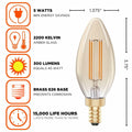 GoodBulb 5W E12 Clear Golden LED Chandelier Bulbs 2200K 300LM 6 Pack by Deal US