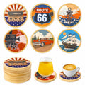 Leokawin Wood Coasters Set of 6 4 Inch Vintage Brown Drink Absorbent by Deal US