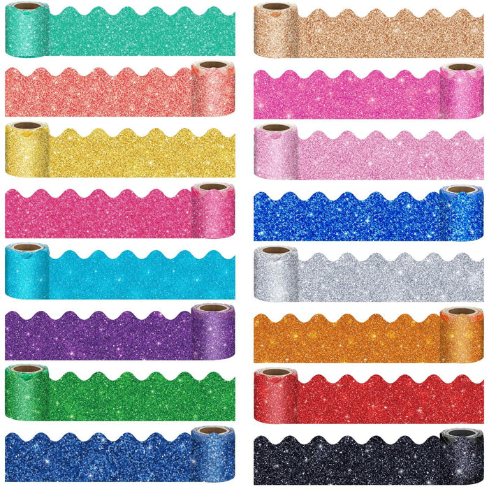 Qeeenar 16 Rolls 263ft Scalloped Bulletin Board Borders Trim Boho Color by Deal US