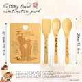 MCJC Bamboo Cutting Board & Kitchen Utensil Set Heart Design Mom Gifts One Size by Deal US