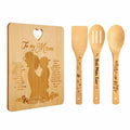 MCJC Bamboo Cutting Board & Kitchen Utensil Set Heart Design Mom Gifts One Size by Deal US