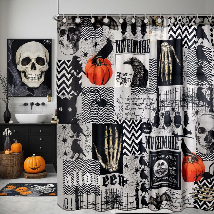 EVENHUG Halloween Waterproof Shower Curtain Set Grey 72x72 inch with Hooks by Deal US