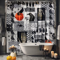 EVENHUG Halloween Waterproof Shower Curtain Set Grey 72x72 inch with Hooks by Deal US