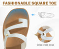 ONCAI Women's Slide Sandals Cross Strappy Open Toe White Khaki Size 11 by Deal US